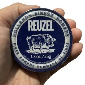 Reuzel Fiber Pomade 1.3 oz Travel Tin Pliable Hold Natural Finish Mens Hair